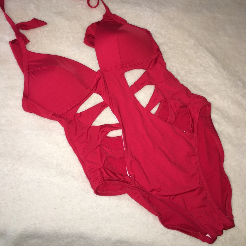 COLE HAAN RED ONE PIECE SWIMSUIT